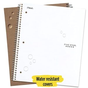 Five Star Spiral Notebook + Study App, 3 Subject, College Ruled Paper, 11" x 8-1/2", 150 Sheets, White, 1 Count (72464)