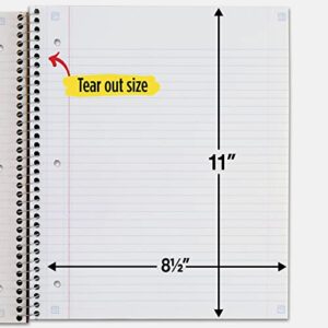 Five Star Spiral Notebook + Study App, 3 Subject, College Ruled Paper, 11" x 8-1/2", 150 Sheets, White, 1 Count (72464)