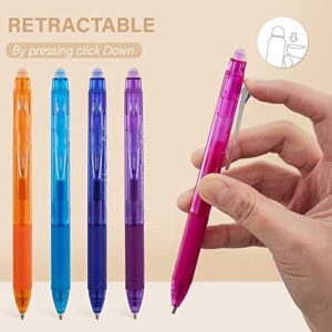 ParKoo Retractable Erasable Gel Pens Clicker, Fine Point 0.7mm, Assorted Color Inks for Drawing Writing, 10-Pack
