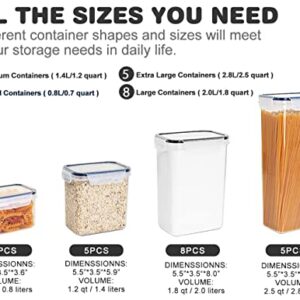 Airtight Food Storage Containers Set, RAZCC 23 PACK Cereal Storage Containers for Kitchen and Pantry Organization BPA Free Kitchen Canisters for Cereal, Rice, Flour & Oats, Free Marker and Labels