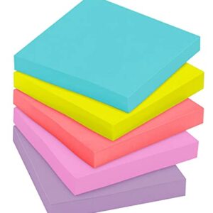 Post-it Super Sticky Notes, 3 in x 3 in, 24 Pads, 2x the Sticking Power, Miami Collection, Neon Colors (Orange, Pink, Blue, Green), Recyclable(654-24SSMIA-CP)