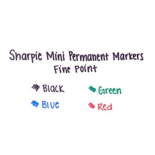 SHARPIE Mini Permanent Markers, Fine Point, Assorted Colors, 4 Count