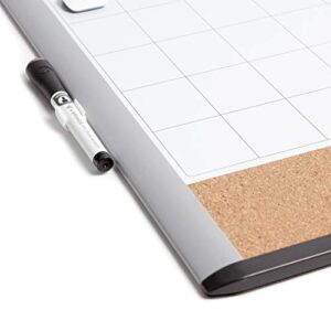 U Brands Magnetic Dry Erase 3-in-1 Calendar Board, 16 x 20 Inches, MOD Black/ Gray Frame, Magnet and Marker Included (388U00-01), Black & Grey