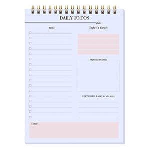 daily to do notepads – task checklist planner, time management planner, to do lists, organizer with today’s goals, notes, 52 undated agenda tear-off sheets, 6.5 x 9.8 inches ( pink )