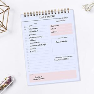 Daily to Do Notepads - Task Checklist planner, Time Management planner, To Do lists, Organizer with Today's Goals, Notes, 52 Undated Agenda Tear-off Sheets, 6.5 x 9.8 inches ( Pink )