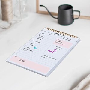 Daily to Do Notepads - Task Checklist planner, Time Management planner, To Do lists, Organizer with Today's Goals, Notes, 52 Undated Agenda Tear-off Sheets, 6.5 x 9.8 inches ( Pink )