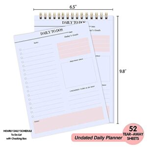 Daily to Do Notepads - Task Checklist planner, Time Management planner, To Do lists, Organizer with Today's Goals, Notes, 52 Undated Agenda Tear-off Sheets, 6.5 x 9.8 inches ( Pink )