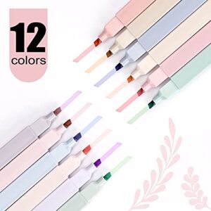 LABUK 12pcs Highlighters Aesthetic Pastel Cute Highlighter, Bible Highlighters and Pens No Bleed, with Assorted Colors, Dry Fast Easy to Hold for Journal Bible Planner Notes School Office Supplies