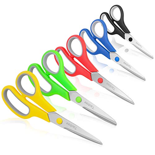 Scissors, Taotree 8" Multipurpose Scissor Bulk Pack of 5, Stainless Steel Sharp Scissors for Office Home General Use, High/Middle School Classroom Teacher Student Kids Scissors Supplies, Same Size