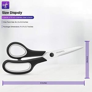 Scissors, Taotree 8" Multipurpose Scissor Bulk Pack of 5, Stainless Steel Sharp Scissors for Office Home General Use, High/Middle School Classroom Teacher Student Kids Scissors Supplies, Same Size