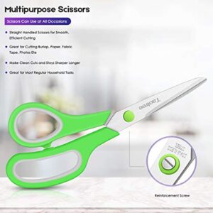 Scissors, Taotree 8" Multipurpose Scissor Bulk Pack of 5, Stainless Steel Sharp Scissors for Office Home General Use, High/Middle School Classroom Teacher Student Kids Scissors Supplies, Same Size