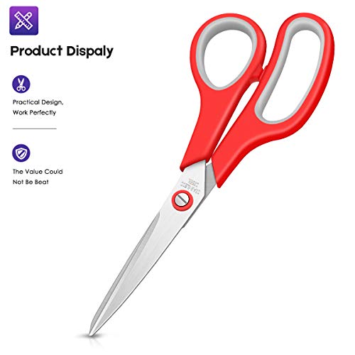 Scissors, Taotree 8" Multipurpose Scissor Bulk Pack of 5, Stainless Steel Sharp Scissors for Office Home General Use, High/Middle School Classroom Teacher Student Kids Scissors Supplies, Same Size