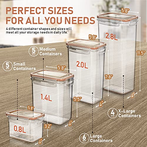 Airtight Food Storage Containers with Lids - 40 PC LARGE SIZE (20 Containers + 20 Lids) Kitchen & Pantry Organization - BPA Free Plastic Food Canister - Cereal, Rice, Flour and Sugar Containers