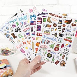 bloom daily planners Holiday Seasonal Planner Sticker Sheets - Vintage Seasonal Sticker Pack - Over 310 Stickers Per Pack!