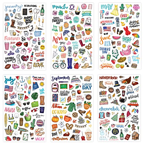 bloom daily planners Holiday Seasonal Planner Sticker Sheets - Vintage Seasonal Sticker Pack - Over 310 Stickers Per Pack!