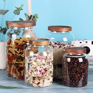 LEAVES AND TREES Y Large Glass Jar with Lid, 1 Gallon Large glass Storage Containers with Wooden Lid for Laundry Room, Big Glass Canisters with Airtight Lid Suit for Rice Container Jar, Cookie Jar