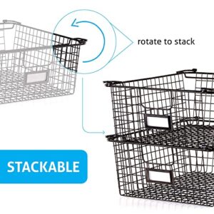 Granrosi XXL Wire Baskets For Storage Pantry Baskets, Set of 2 Wire Storage Baskets, Wire Baskets for Organizing, Large Wire Basket, Kitchen Organization Baskets, Metal Basket for Storage - XXL - Bronze