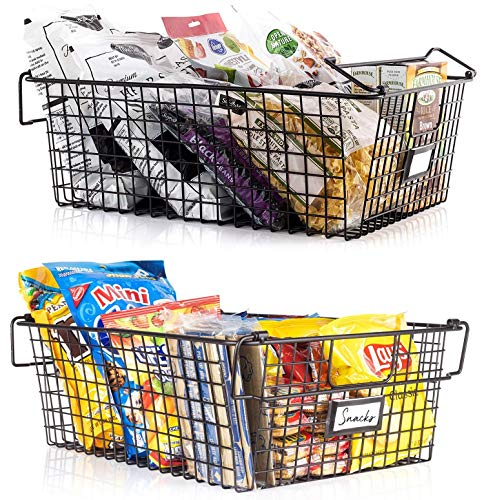 Granrosi XXL Wire Baskets For Storage Pantry Baskets, Set of 2 Wire Storage Baskets, Wire Baskets for Organizing, Large Wire Basket, Kitchen Organization Baskets, Metal Basket for Storage - XXL - Bronze