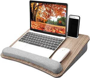 huanuo lap laptop desk – portable lap desk with pillow cushion, fits up to 15.6 inch laptop, with anti-slip strip & storage function for home office students use as computer laptop stand, book tablet