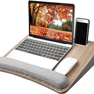 HUANUO Lap Laptop Desk - Portable Lap Desk with Pillow Cushion, Fits up to 15.6 inch Laptop, with Anti-Slip Strip & Storage Function for Home Office Students Use as Computer Laptop Stand, Book Tablet