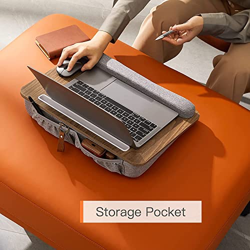 HUANUO Lap Laptop Desk - Portable Lap Desk with Pillow Cushion, Fits up to 15.6 inch Laptop, with Anti-Slip Strip & Storage Function for Home Office Students Use as Computer Laptop Stand, Book Tablet