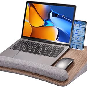 HUANUO Lap Laptop Desk - Portable Lap Desk with Pillow Cushion, Fits up to 15.6 inch Laptop, with Anti-Slip Strip & Storage Function for Home Office Students Use as Computer Laptop Stand, Book Tablet