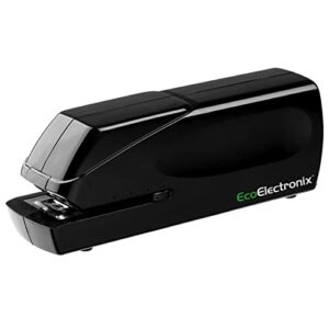 ecoelectronix electric stapler – portable automatic stapler 30 sheet capacity – quiet, jam-free, and easy reload with lifetime warranty – ac or battery powered for professional home office use – black