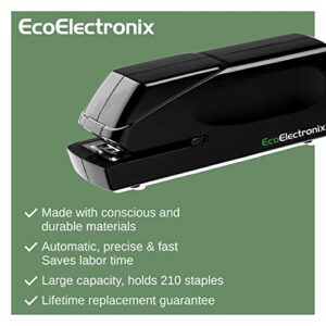 EcoElectronix Electric Stapler - Portable Automatic Stapler 30 Sheet Capacity - Quiet, Jam-Free, and Easy Reload with Lifetime Warranty - AC or Battery Powered for Professional Home Office Use - Black