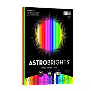 astrobrights color paper, 8.5” x 11”, 24 lb/89 gsm,”spectrum” 25-color assortment, 150 sheets (80933-01)