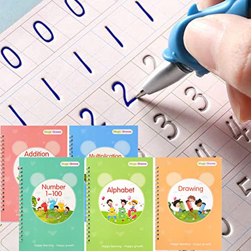 Learn-Journey Magic Practice Copybook for Kids, Reusable Writing Practice Book for Kids, Reusable Copybook Preschool for Kids Age 3-8 ​Calligraphy(5 Books with Pens)