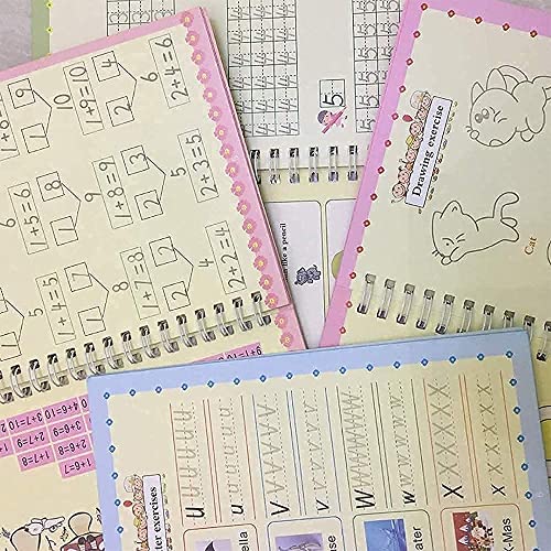 Learn-Journey Magic Practice Copybook for Kids, Reusable Writing Practice Book for Kids, Reusable Copybook Preschool for Kids Age 3-8 ​Calligraphy(5 Books with Pens)