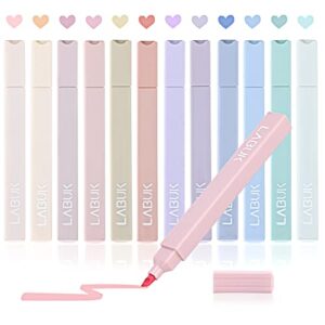 labuk 12pcs pastel highlighters aesthetic highlighter bible highlighters and pens no bleed, with mild assorted colors, dry fast easy to hold for journal bible planner notes school office supplies