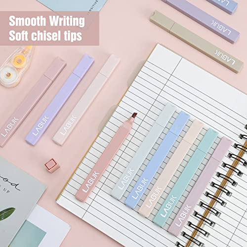 LABUK 12pcs Pastel Highlighters Aesthetic Highlighter Bible Highlighters and Pens No Bleed, with Mild Assorted Colors, Dry Fast Easy to Hold for Journal Bible Planner Notes School Office Supplies