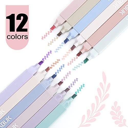 LABUK 12pcs Pastel Highlighters Aesthetic Highlighter Bible Highlighters and Pens No Bleed, with Mild Assorted Colors, Dry Fast Easy to Hold for Journal Bible Planner Notes School Office Supplies