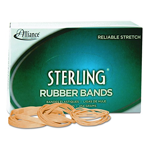 Alliance Rubber 24325 Sterling Rubber Bands Size #32, 1 lb Box Contains Approx. 950 Bands (3" x 1/8", Natural Crepe)