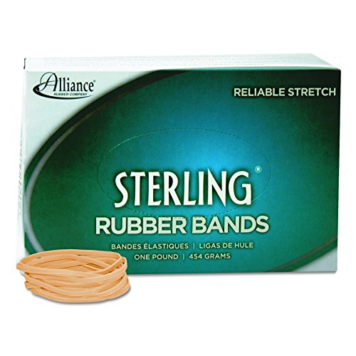 Alliance Rubber 24325 Sterling Rubber Bands Size #32, 1 lb Box Contains Approx. 950 Bands (3" x 1/8", Natural Crepe)