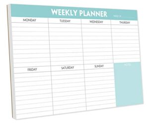 weekly planner notepad – tear off planning pad with daily schedule & calendar, 52 sheets, 100gsm paper, undated weekly to do list notepad, 10×7 in
