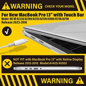 IBENZER Compatible with 2023 2022 M2 MacBook Pro 13 Inch Case 2021-2016 M1 A2338 A2289 A2251 A2159 A1989 A1706 A1708, Hard Shell Case & Keyboard Cover for Mac Pro 13, Crystal Clear, T13CYCL+1A