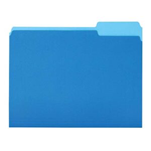 amazon basics file folders, letter size, 1/3 cut tab, blue, 36-pack