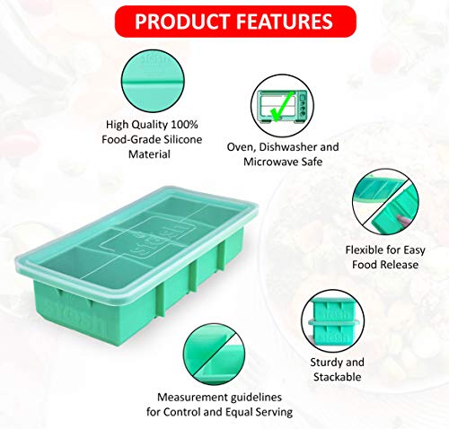 Stash Silicone Freezing Tray with Lid and Baking Tray – One Large Freezer Tray makes up to 4 cups serving – Freezer Soup Container - Oven Safe, Microwave Safe and BPA Free Silicone Container Tray  