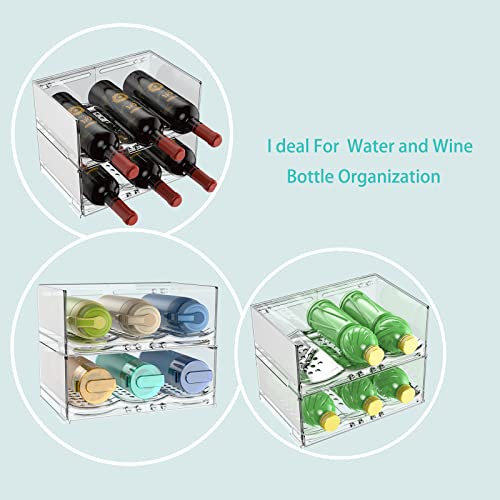 Plastic Water Bottle Organizer Rack, Expandable & Stackable Bin Holder for Insulated Tumbler Sports Flask Bottles Kids Water Bottle Travel Mug for Kitchen Cabinets Countertop Holds 12 Bottles, 2-Tier