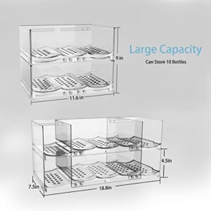 Plastic Water Bottle Organizer Rack, Expandable & Stackable Bin Holder for Insulated Tumbler Sports Flask Bottles Kids Water Bottle Travel Mug for Kitchen Cabinets Countertop Holds 12 Bottles, 2-Tier