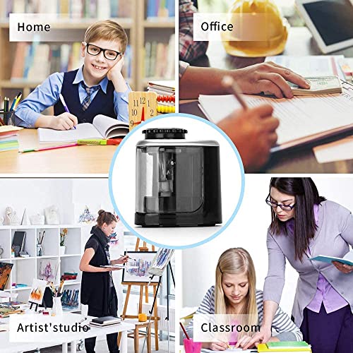 Pencil Sharpener Electric Pencil Sharpeners, Portable Pencil Sharpener Kids, Blade to Fast Sharpen, Suitable for No.2/Colored Pencils(6-8mm)/School Pencil Sharpener/Classroom/Office/Home (Black)