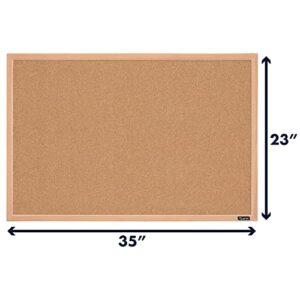 Quartet Cork Board Bulletin Board, 2' x 3' Framed Corkboard, Oak Frame, Decorative Hanging Pin Board, Perfect for Office & Home Decor, Home School Message Board or Vision Board (35-380352)