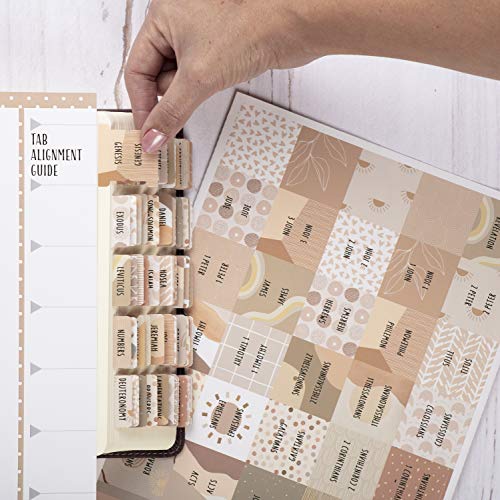 DiverseBee Laminated Bible Tabs (Large Print, Easy to Read), Bible Journaling Supplies, Bible Book Tabs, Christian Gift, 66 Bible Tabs Old and New Testament, Includes 11 Blank Tabs - Cappuccino Theme