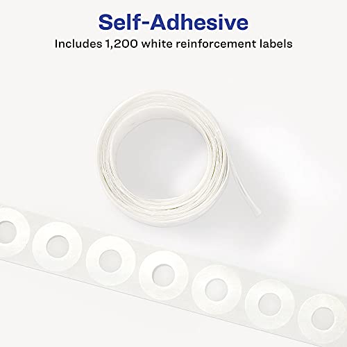 Avery Self-Adhesive Hole Reinforcement Stickers, 1/4" Diameter Hole Punch Reinforcement Labels, White, Non-Printable, 200 Labels Total (5729)