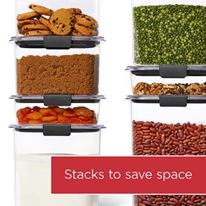 Rubbermaid 8-Piece Brilliance Food Storage Containers for Pantry with Lids for Flour, Sugar, and Pasta, Dishwasher Safe, Clear/Grey