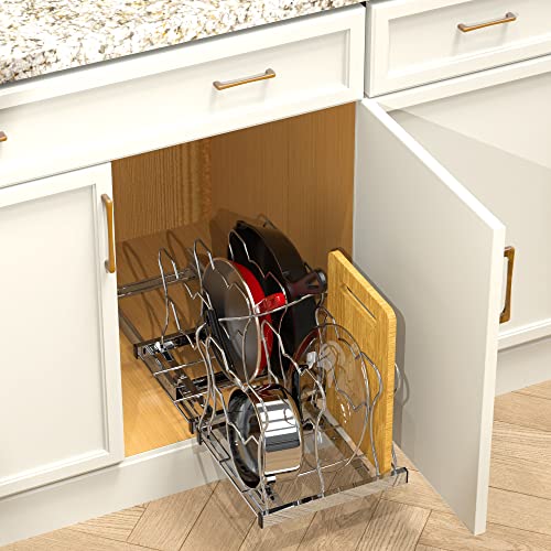 Simple Houseware Organizer Pull Out Under Cabinet Sliding Shelf for Pantry Pan and Pot Lid