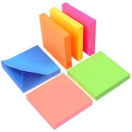 Teskyer 600 Sheets Sticky Notes, 3x3 Inch, 6 Pads Strong Adhesive Self-Stick Notes, 6 Bright Colors, 100 Sheets/Pad