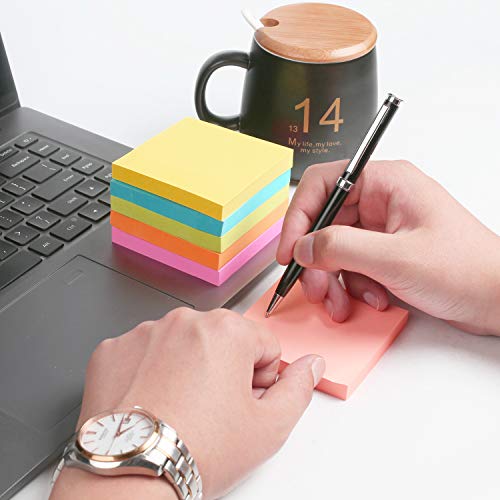 Teskyer 600 Sheets Sticky Notes, 3x3 Inch, 6 Pads Strong Adhesive Self-Stick Notes, 6 Bright Colors, 100 Sheets/Pad